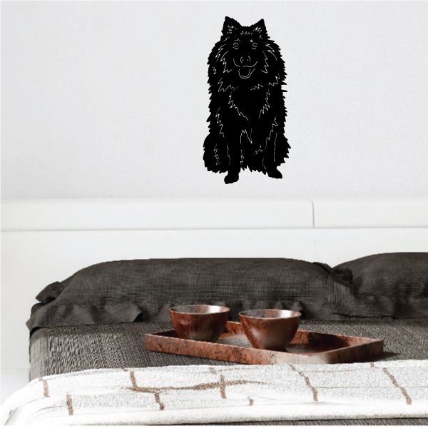 Eurasier dog decal, black dog silhouette with white face markings