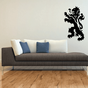 Fuzzy lion wall decal, black silhouette with mane and flowing tail