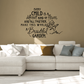 Inspirational wall decal with handwritten quote and flower garden outline