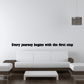 Wall decal with text “Every journey begins with the first step”.