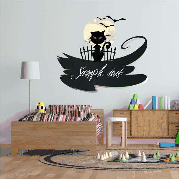 Image of Evil Cat with Bats Wall Decal - Vinyl Sticker - Car Sticker - IDCOLOR009 - Customize Me