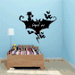 Black evil cat with bats vinyl wall decal sticker