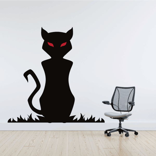 Image of Evil Cat with Red Eyes Sticker