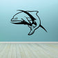 Black dolphin blade decal with stylized cartoon dolphin and blade design