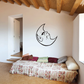 Evil moon decal with black crescent moon and witch silhouette