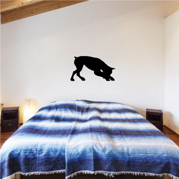 Boxer dog wall decal, black silhouette crouching low with nose to the ground