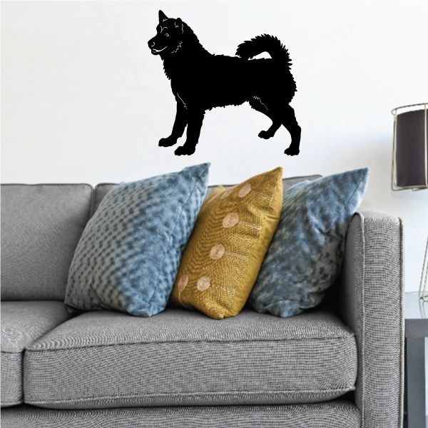 Alaskan Malamute decal of a black standing dog with open mouth and raised tail