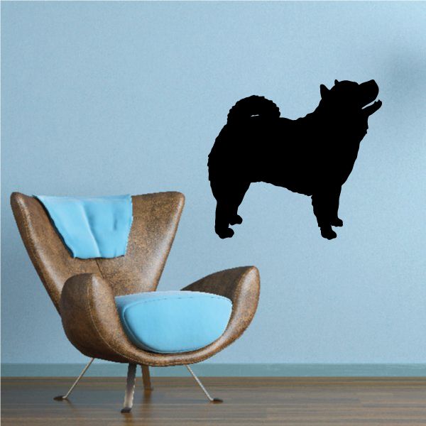 Excited Chow Chow dog decal silhouette, black