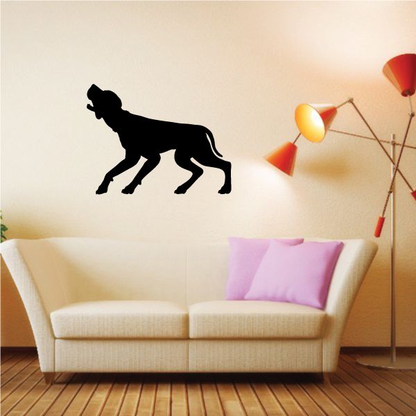Excited coonhound wall decal, black dog silhouette with raised stance