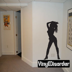 Silhouette dancer wall decal, black female figure in dance pose