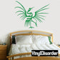 Green stylized whooping crane vinyl decal with curved feather rays