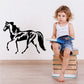 Horse wall decal in black, expressive standing silhouette with flowing mane