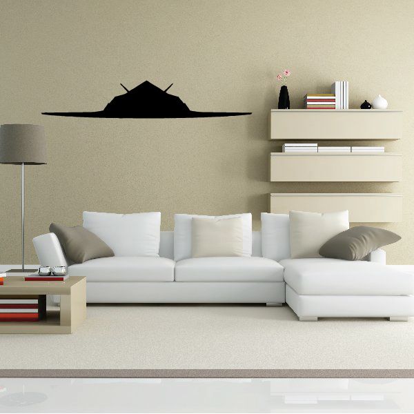 F-117 Nighthawk profile wall decal, black jet silhouette