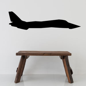 Jet fighter profile decal, black aircraft silhouette in side view