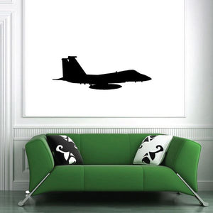 F-15 Eagle flyby decal with black jet silhouette in flight