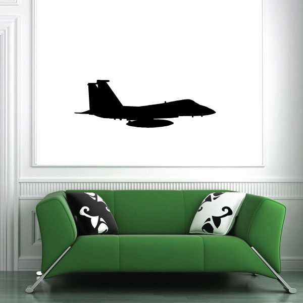 F-15 Eagle flyby decal with black jet silhouette in flight