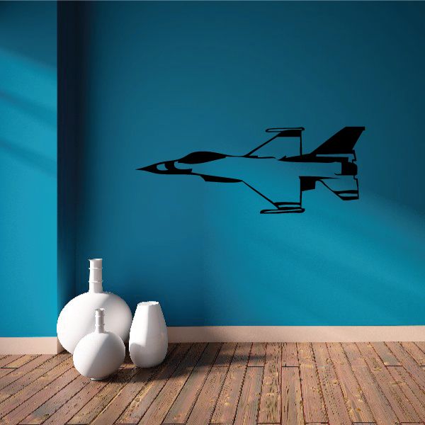 F-16 Thunderbird decal: black fighter jet silhouette