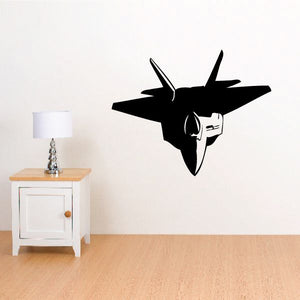 F-22 Raptor wall decal, black fighter jet silhouette with cockpit