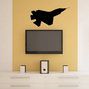 F-22 Raptor flyover decal of a black fighter jet in flight