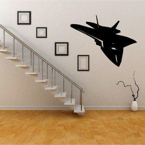Black F-35 Lightning jet decal sticker with wing and nose silhouette