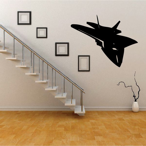 Black F-35 Lightning jet decal sticker with wing and nose silhouette