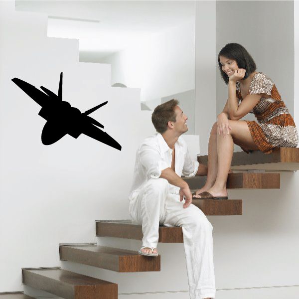 Black fighter jet silhouette wall decal