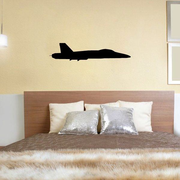 FA-18 Hornet profile decal with black aircraft silhouette