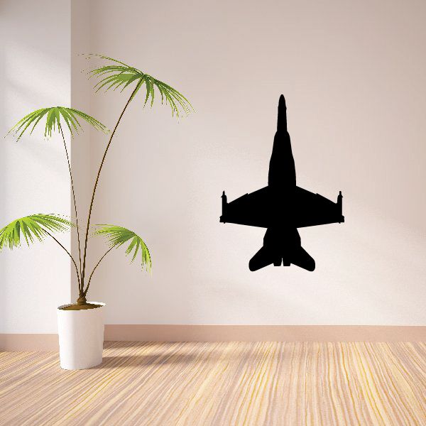 FA-18 Hornet silhouette decal, black aircraft outline on wall