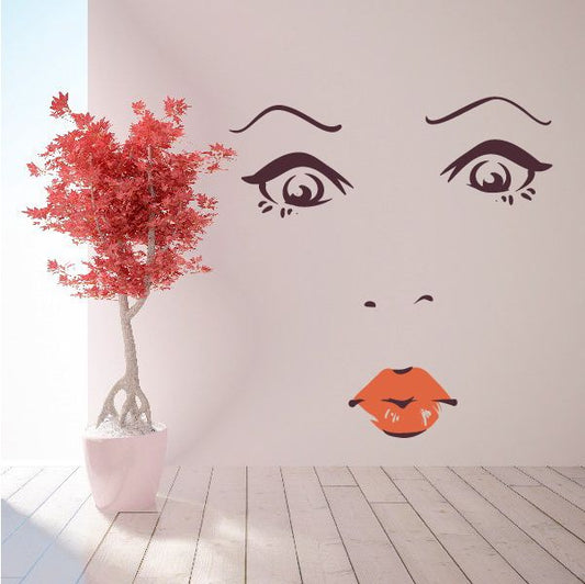 Image of Face Expression Female Wall Decal - Vinyl Decal - Car Decal - Idcolor004