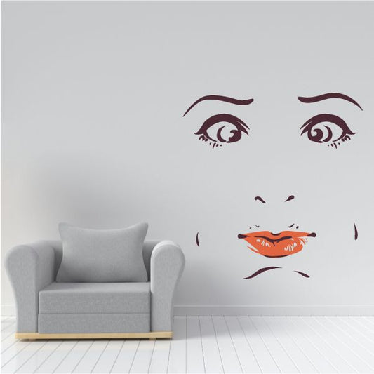 Image of Face Expression Female Wall Decal - Vinyl Decal - Car Decal - Idcolor007
