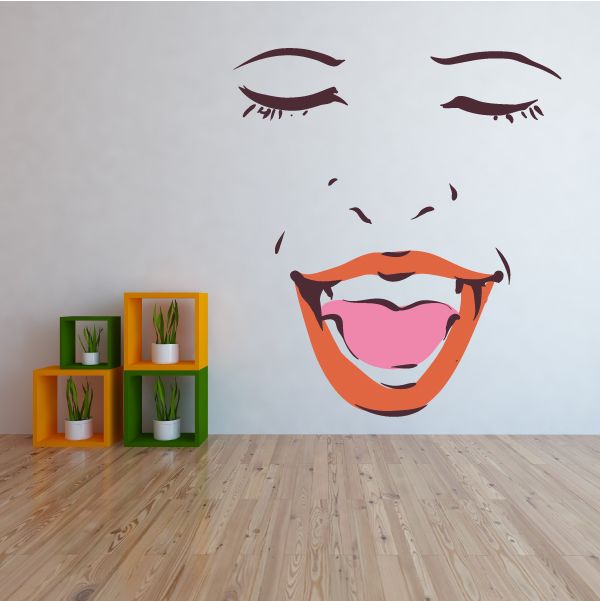 Image of Face Expression Female Wall Decal - Vinyl Decal - Car Decal - Idcolor009