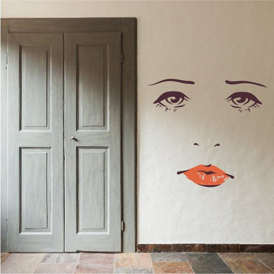 Image of Face Expression Female Wall Decal - Vinyl Decal - Car Decal - Idcolor014