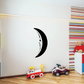 Black crescent moon face wall decal