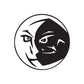 Faces in the Moon decal with black face silhouette inside a moon circle