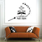 Inspirational wall decal quote with stars and wand lines: faith, trust, a little Pixie Dust