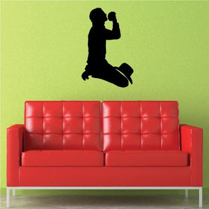 Praying cowboy decal, black kneeling silhouette with hands clasped
