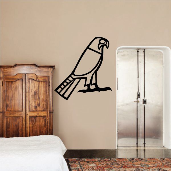 Egyptian Horus falcon wall decal, black vinyl silhouette