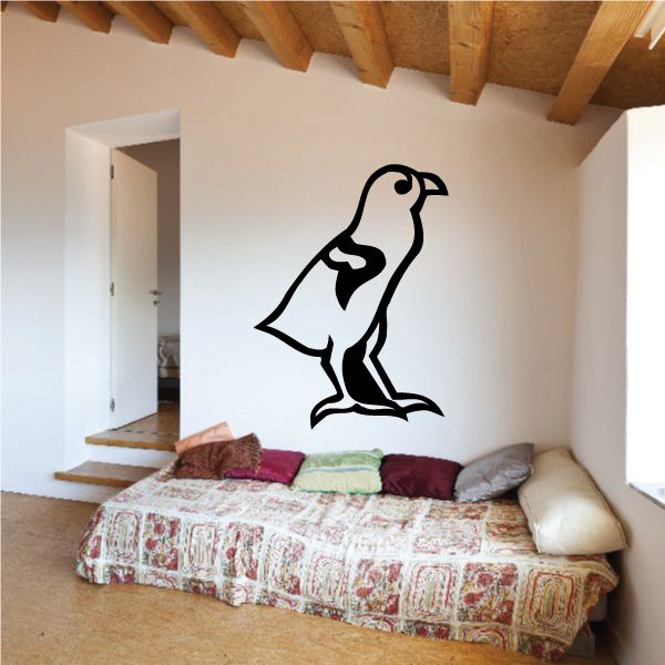 Egyptian Horus falcon wall decal, black outline silhouette