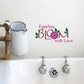 Families Bloom With Love floral printed die-cut decal, pink flower and green leaves