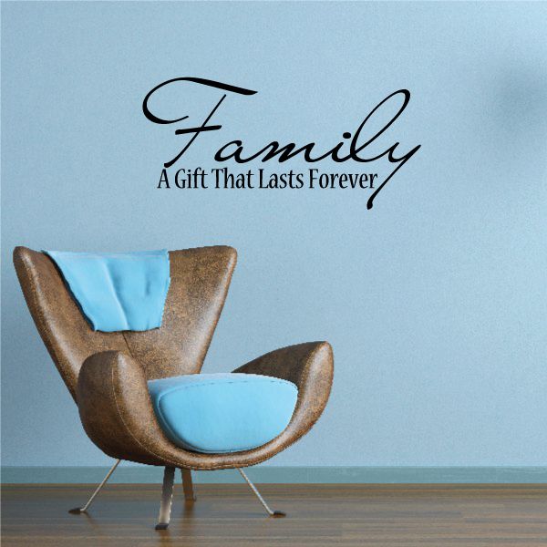 Family wall decal with cursive lettering