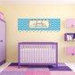 Calendar printed die-cut wall decal with blue chevron border and white lettering