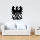 Black eagle crest wall decal with heraldic wings and shield emblem