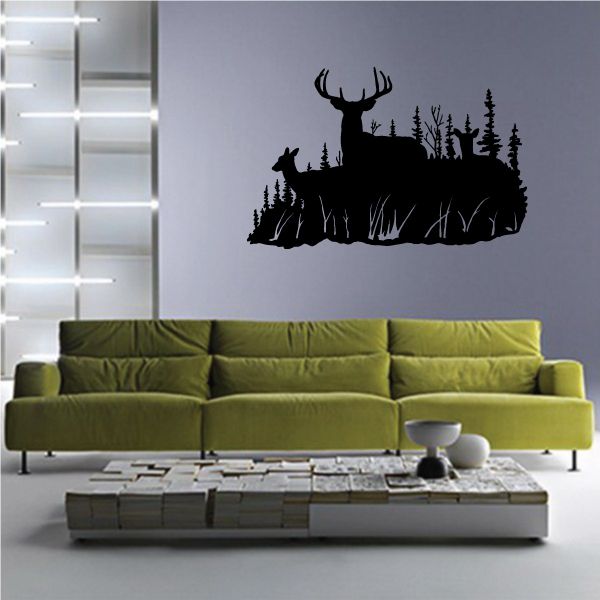 Image of Family Deer Couple Watching Forest Decal