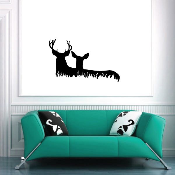 Image of Family Deer Watching Couple Decal