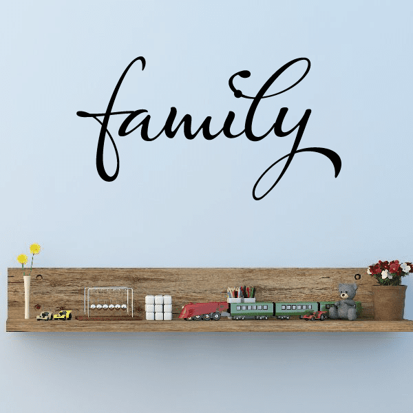 Family wall decal with cursive lettering