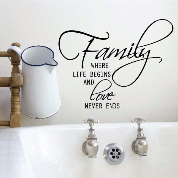Inspirational family wall art print with cursive Family and life quotes, plus watering can.