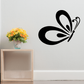 Black butterfly wall decal with outlined wings and curled antennae