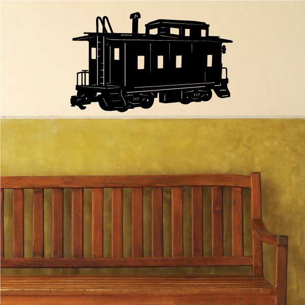 Caboose rear decal with black train car silhouette