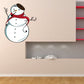 Christmas snowman sticker with red scarf and brown hat, smiling face, two stacked heads
