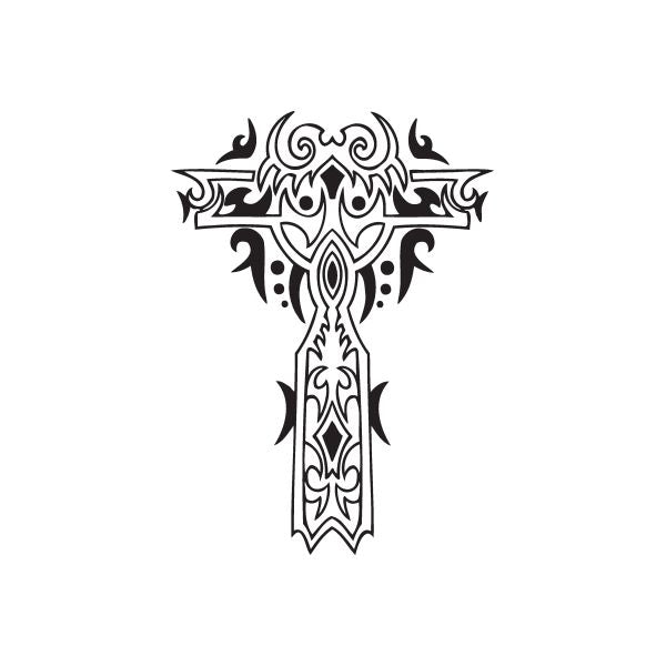 Image of Fancy Cross with Tribal Embellishments Decal